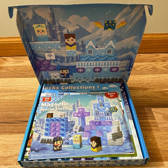 Magnetic Blocks Castle Toy Set - Blue and Purple 100 Piece NWT - Picture 4 of 10